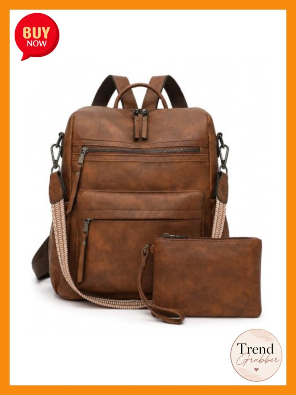 Faux Leather Backpack Purse for Women Multi-Pocket Travel Handbag
